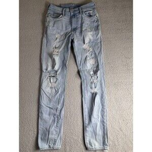 H&M Skinny Coupe Moulante Jeans Men’s Size 28x28 Distressed Destroyed Light Wash